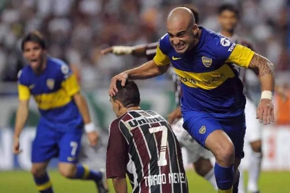 El Tanque Silva grita su recordado gol vs Fluminense en la Copa Libertadores 2012.