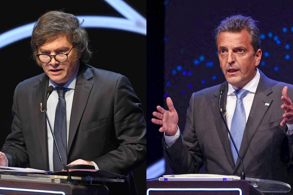 Sergio Massa y Javier Milei vuelven a cruzarse este domingo 12 de noviembre en el tercer debate presidencial (Fuente: NA)