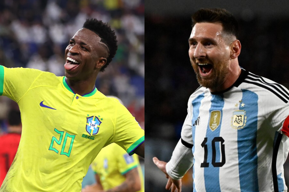 Vinícius Junior y Lionel Messi. (Fuente: AFP)