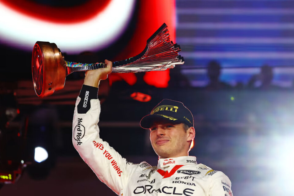 Max Verstappen festeja la victoria en Las Vegas. (Fuente: F1)