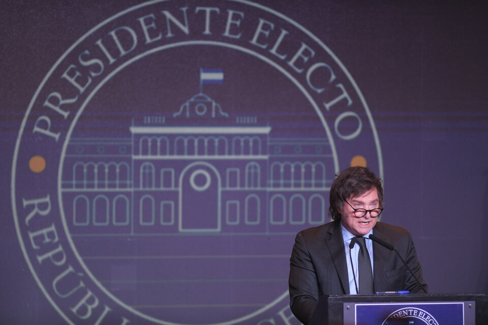 Javier Milei inauguró la página oficial del presidente electo en la red social X (Foto: Julián Alvarez) (Fuente: Télam)