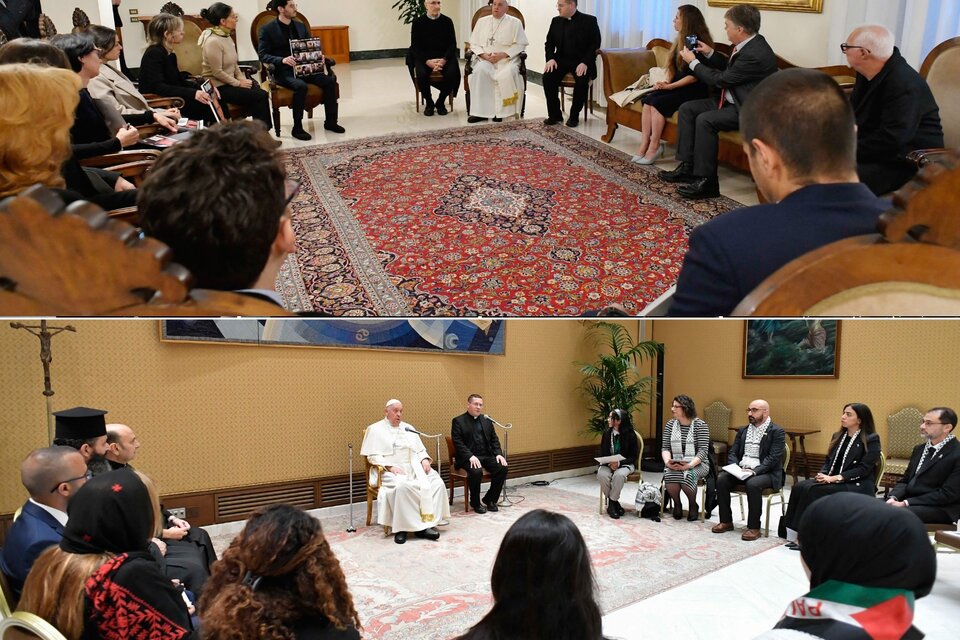 En un mismo día pero en audiencias separadas el Papa habló con israelíes y palestinos. (Fuente: AFP)