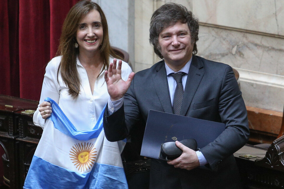 Victoria Villarruel junto al presidente Javier Milei. (Fuente: NA)