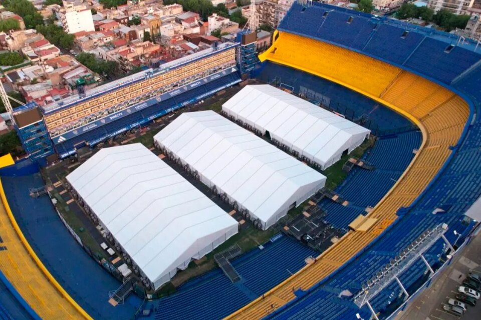 Las carpas instaladas en el estadio para que se vote este domingo (Fuente: Gentileza Planeta Boca Juniors)
