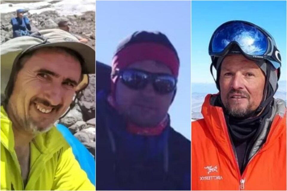 Raúl Espir, Sergio Berardo y Ignacio Lucero, los tres andinistas que murieron en el Cerro Marmolejo. 