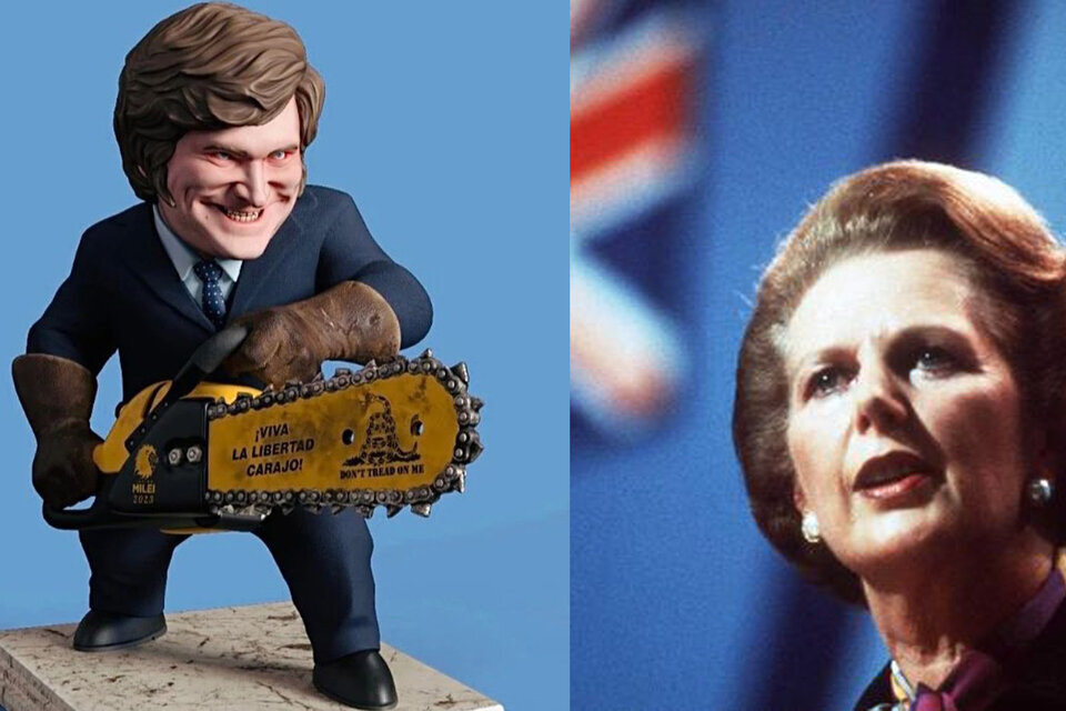 El ultraderechista Milei y su idola, la criminal de guerra, Margaret Thatcher. 