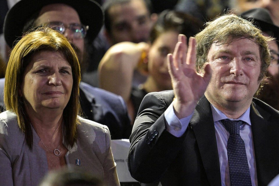 Patricia Bullrich y Javier Milei. (Fuente: AFP)
