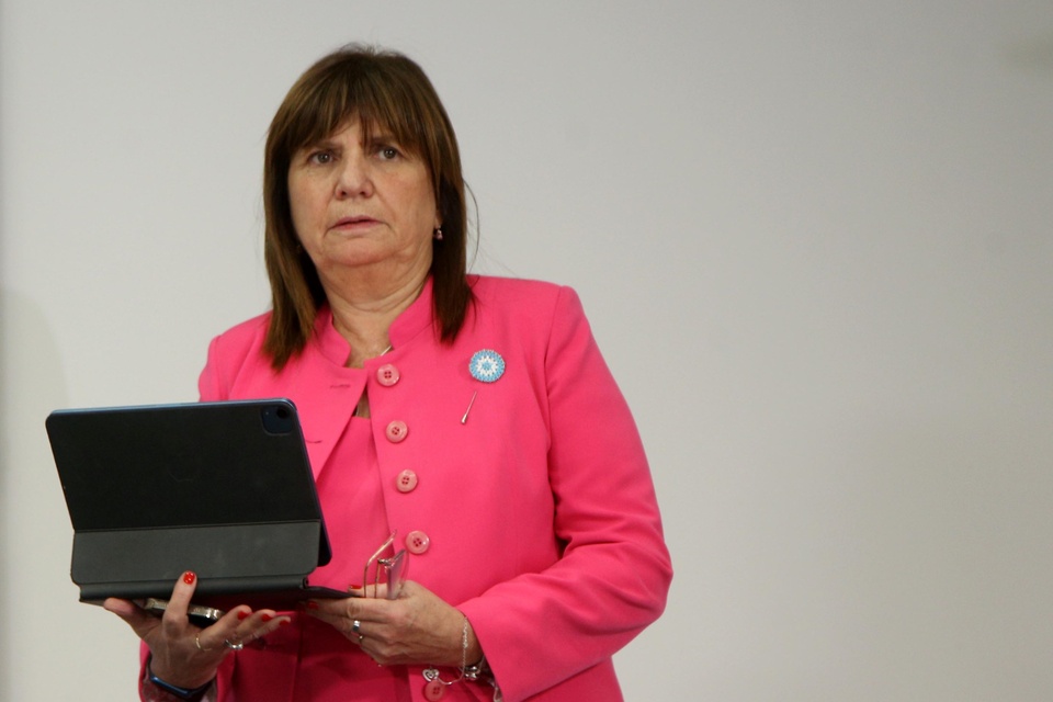 Bullrich, durante la conferencia de prensa (Fuente: NA)