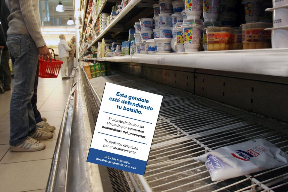 El cartel que aparece en las góndolas de diferentes supermercados, entre ellos Carrefour