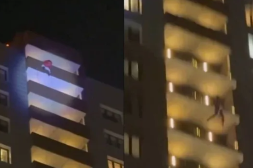 "Papá Noel" tuvo la intención de sorprender a sus hijos escalando un edificio (Captura de video).