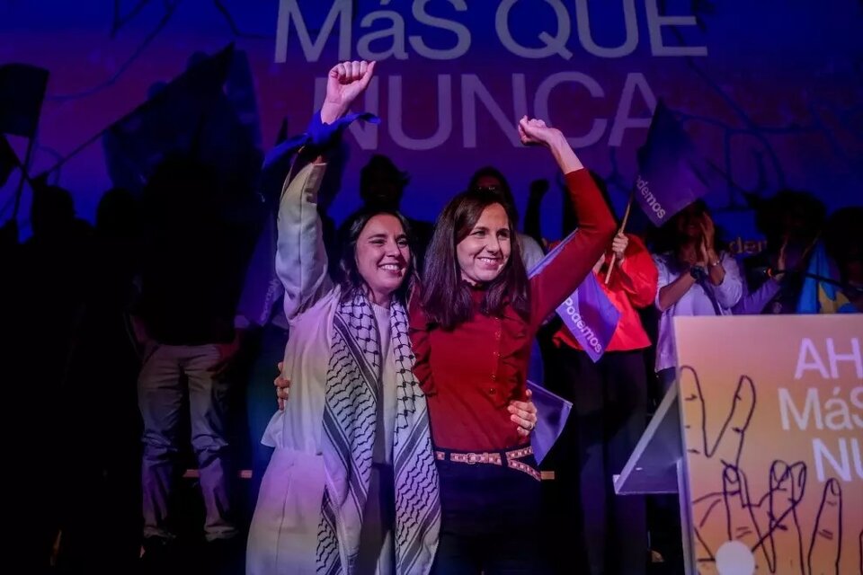 Ione Bellarra e Irene Montero, durante un acto de Podemos (Fuente: Europa Press)