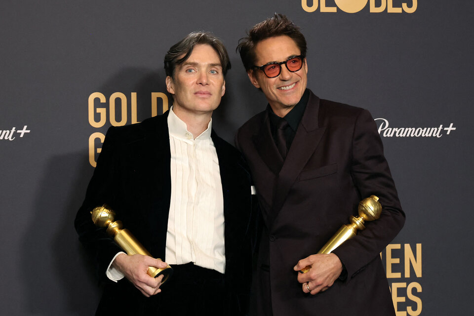 Cillian Murphy y Robert Downey Jr. se llevaron premios por Oppenheimer. (Fuente: AFP)