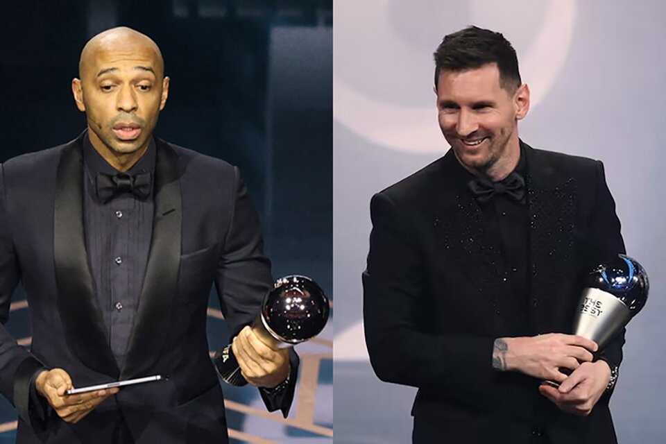 Thierry Henry recogió el premio en nombre de Messi, que ya lo había ganado en 2019 y 2022 (Fuente: AFP)