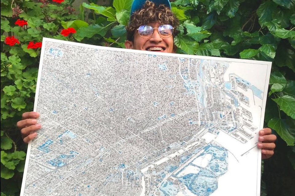 Abraham Gomez y el mapa de la Ciudad de Buenos Aires. 