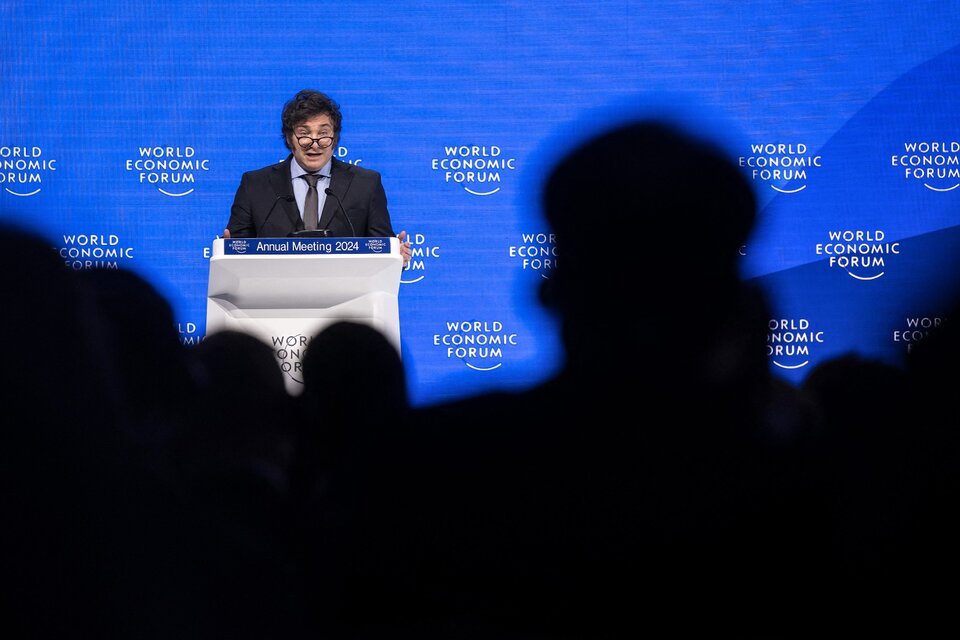 El presidente Javier Milei en la cumbre de Davos. (Fuente: AFP)