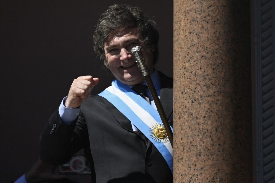 Javier Milei tras su asunción. (Fuente: AFP)