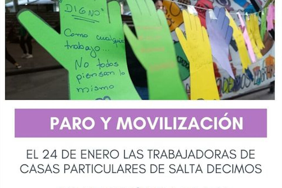 Trabajadoras de casas particulares se movilizarán por primera vez en Salta (Fuente: Redes sociales Agrupación Unidas Podemos Mas)