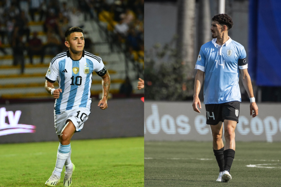 Thiago Almada y Nicolás Marichal. (Fuente: @Argentina y @Uruguay)