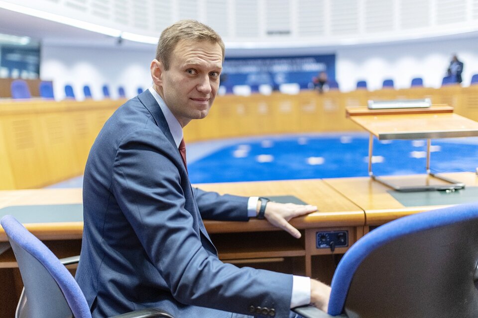 Alexei Navalny en la Corte Europea de Derechos Humanos, Strasburgo. (Fuente: EFE)