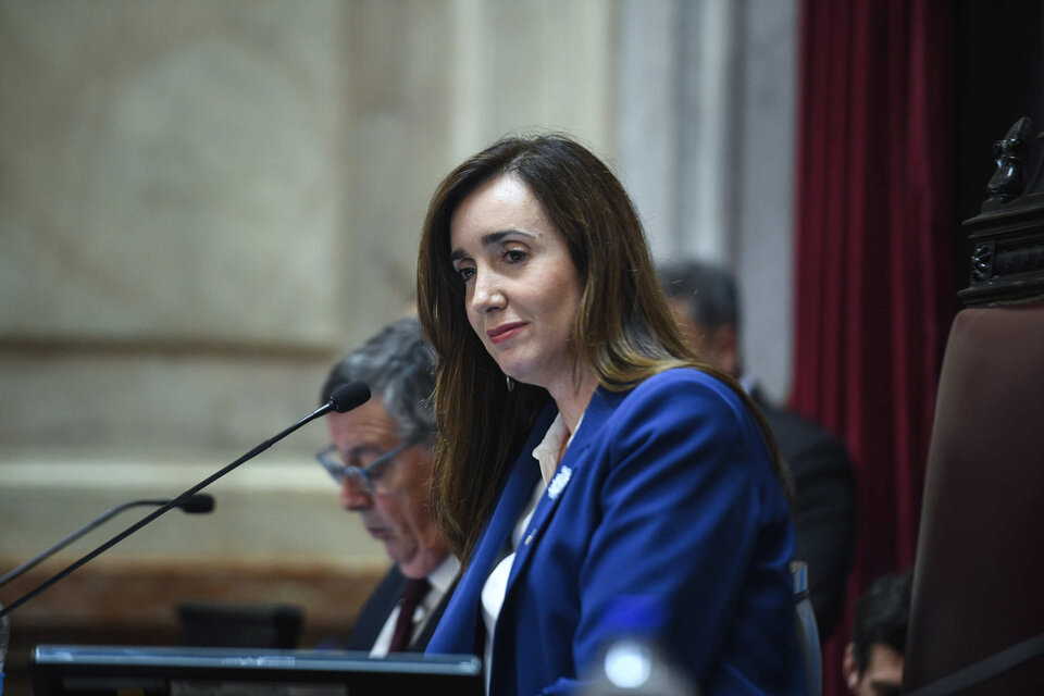 Victoria Villarruel, al frente del Senado. (Fuente: NA)