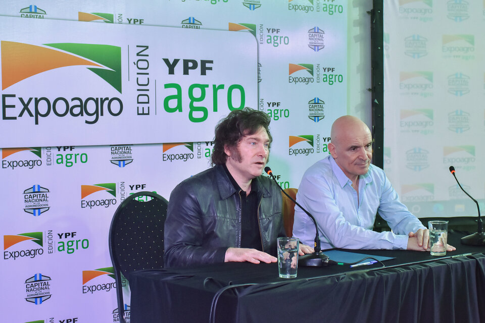 Milei junto al diputado Espert, en la charla ante empresarios en ExpoAgro (Fuente: NA)