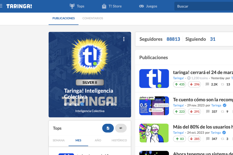 Taringa.com abrió un 8 de junio de 2004, en pleno auge de las primeras web 2.0 (Fuente: Captura de pantalla)