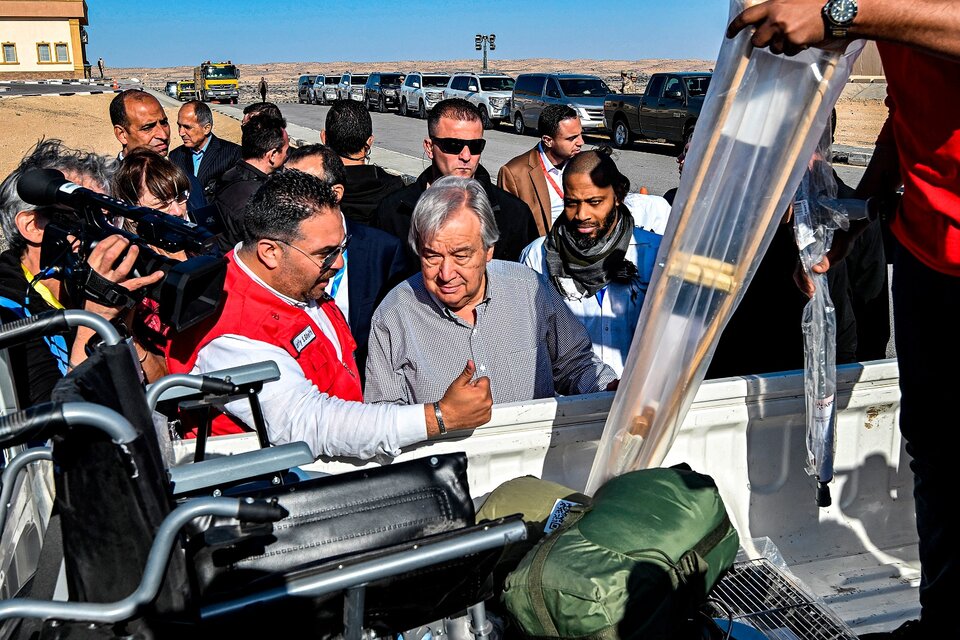 Guterres viajó a la frontera de Gaza con Egipto (Fuente: AFP)