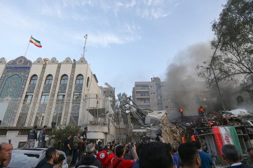Las ruinas del anexo de la embajada de Irán en Damasco. (Fuente: AFP)
