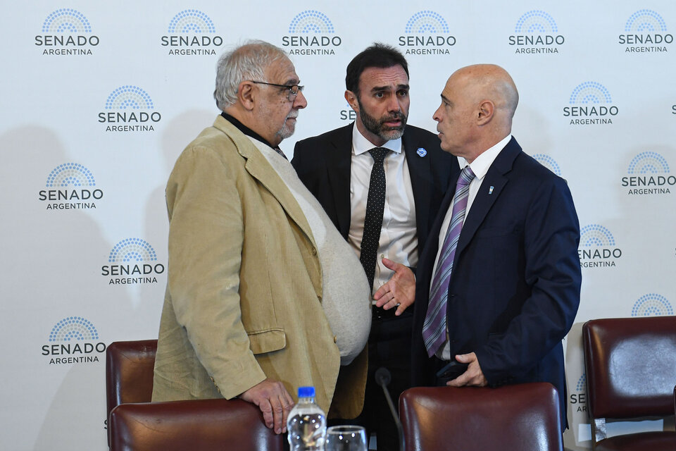 Los senadores libertarios Juan Carlos Pagotto, Ezequiel Atauche y Bartolomé Abdala sin estrategia para la ley Bases.