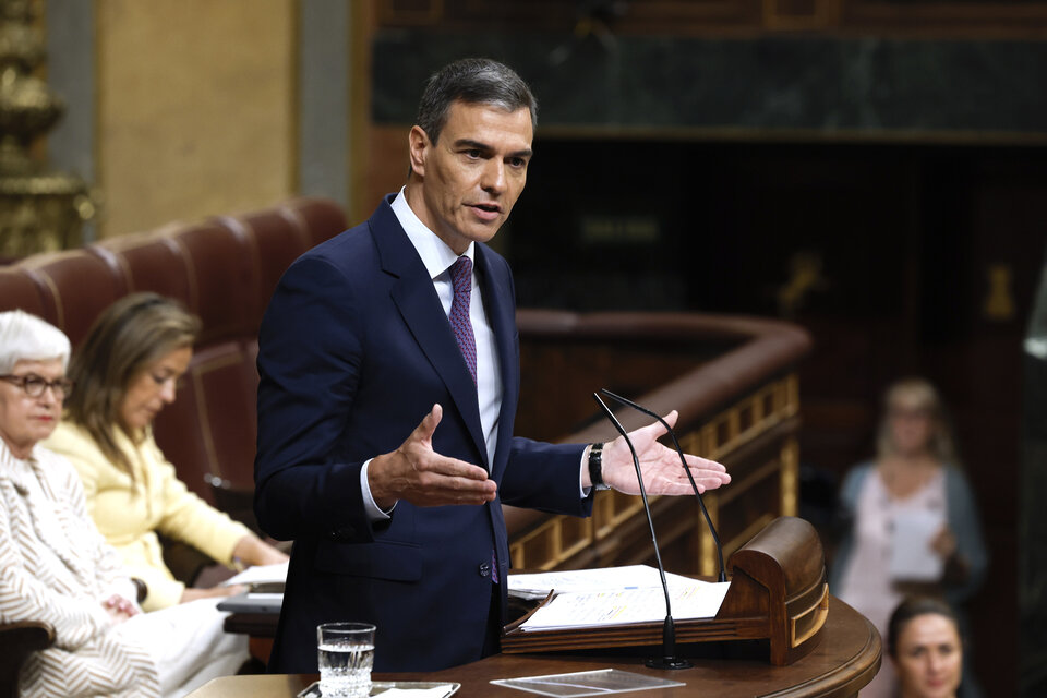 Sánchezse refirió a Milei ante el Congreso español. (Fuente: EFE)