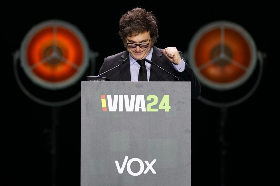 Milei durante el acto de VOX en Madrid.  (Fuente: EFE)