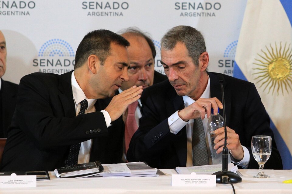Rodríguez Chirillo, junto a Julio Cordero (secretarios de Energía y de Trabajo) en el Senado (Fuente: NA)