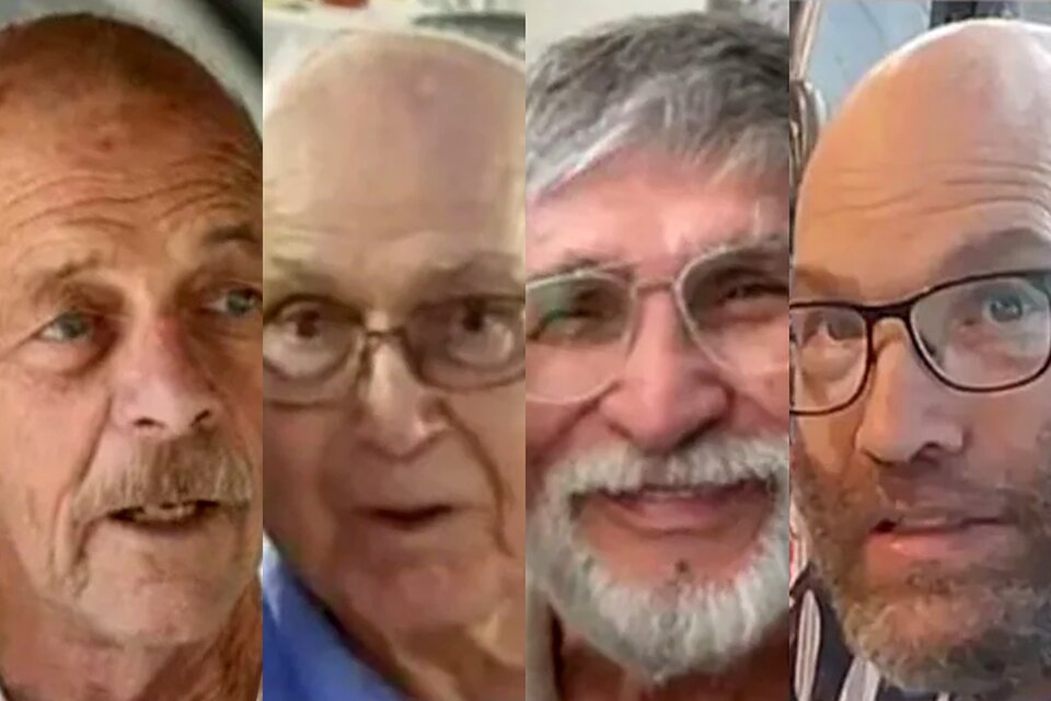 Los cuatro rehenes israelíes fallecidos: Chaim Peri, Amiram Cooper, Yoram Metzger y Nadav Popplewell.