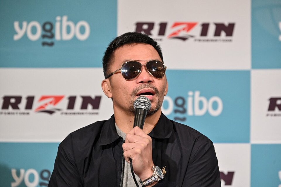Manny Pacquiao durante la conferencia de prensa en Tokio. (Fuente: AFP)