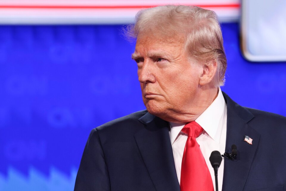 Donald Trump durante el primer debate presidencial el 27 de junio de 2024 (Fuente: EFE)