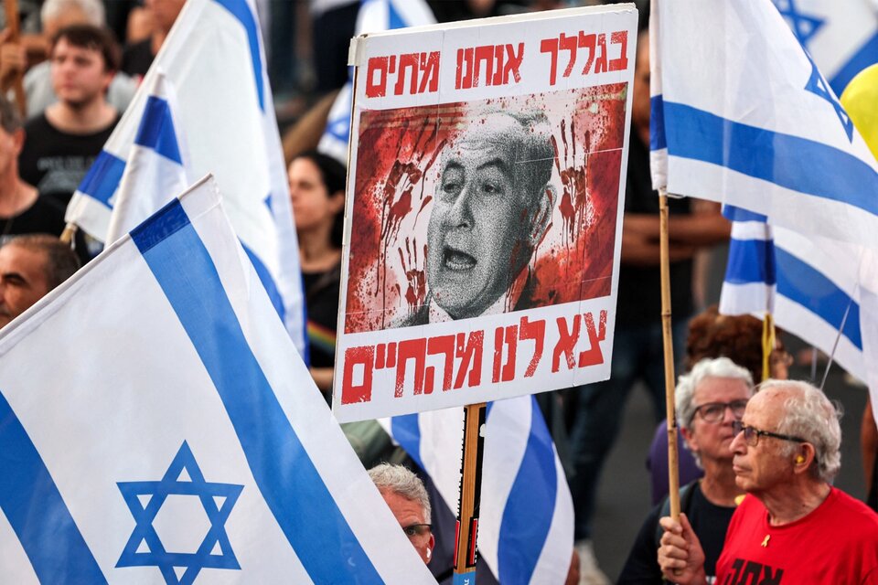 Israel: protestas masivas contra Netanyahu y en reclamo por la liberación de rehenes (Fuente: AFP)