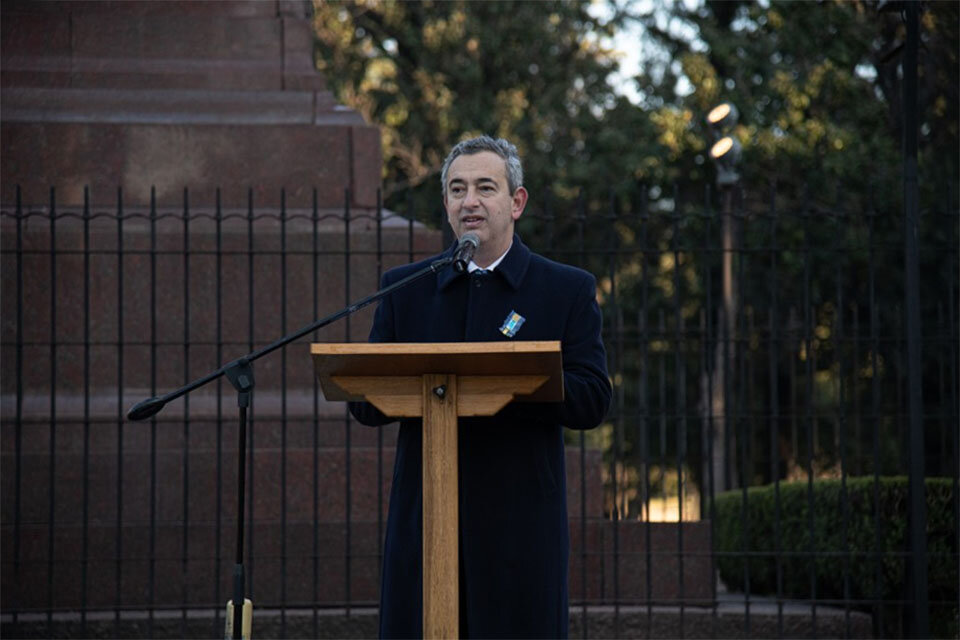 Javkin en su discurso en el parque Independencia.