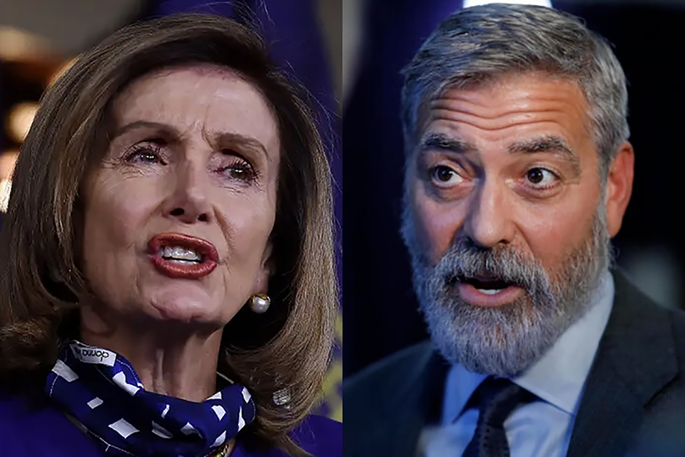 Nancy Pelosi y George Clooney. (Fuente: AFP)