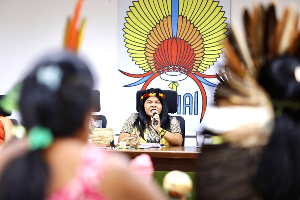 La ministra de los Pueblos Indígenas de Brasil, Sonia Guajajara. (Fuente: @GuajajaraSonia)
