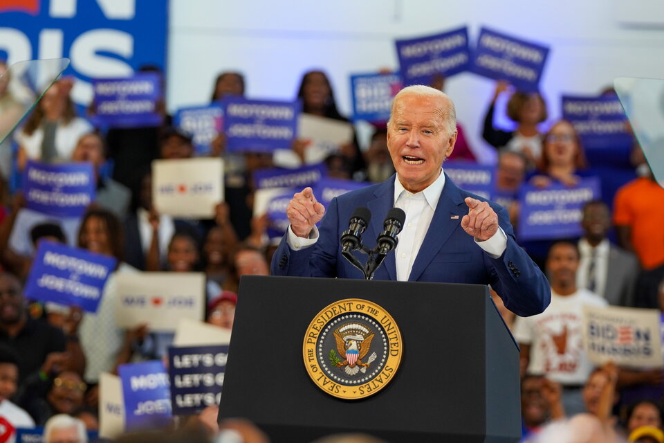 Biden de campaña en Detroit, Michigan, el 12 de julio. (Fuente: EFE)