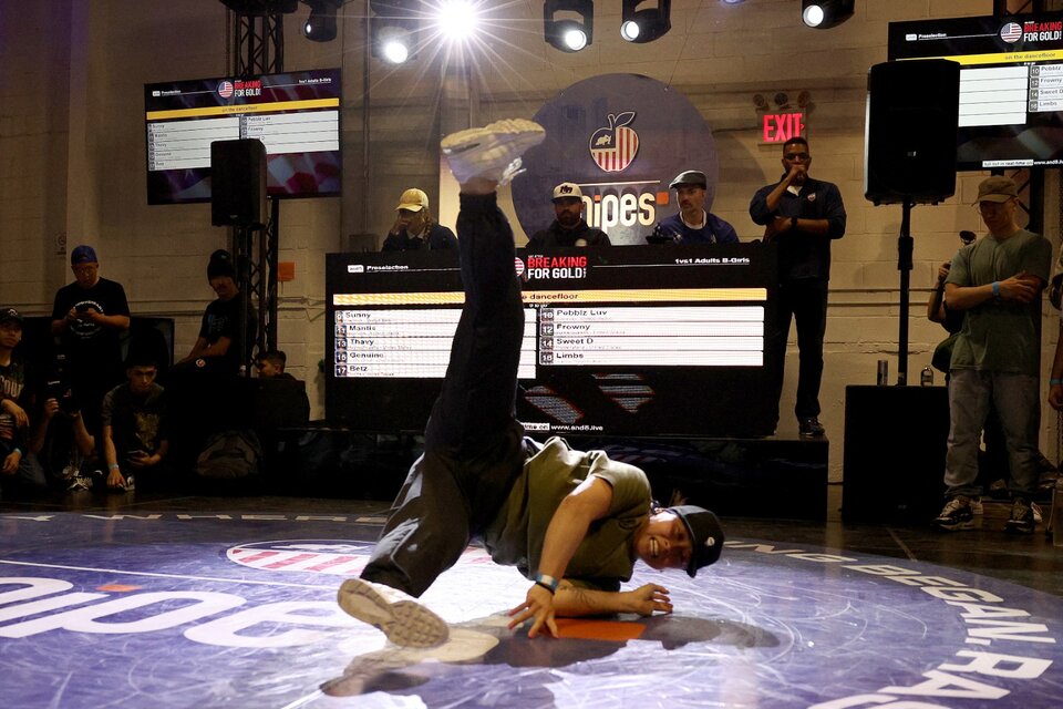 La breaker estadounidense Sunny Choi en acción. (Fuente: AFP)