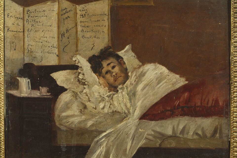 "Rimbaud herido” (1873), de Jef Rosman, pintura exhibida en Charleville