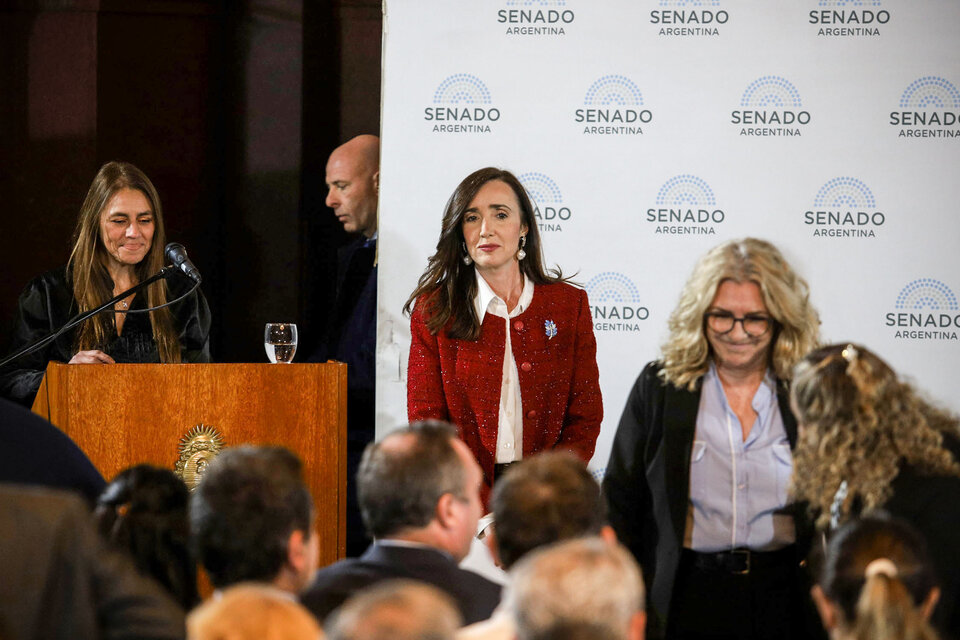 Victoria Villarruel reflotó la teoría de los dos demonios en un acto en el Senado. (Fuente: NA)