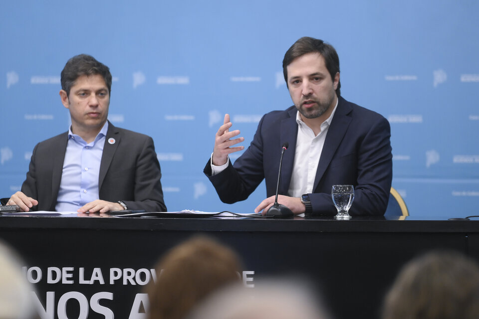 Kreplak y Kicillof durante los anuncios de este miércoles.  (Fuente: Prensa)