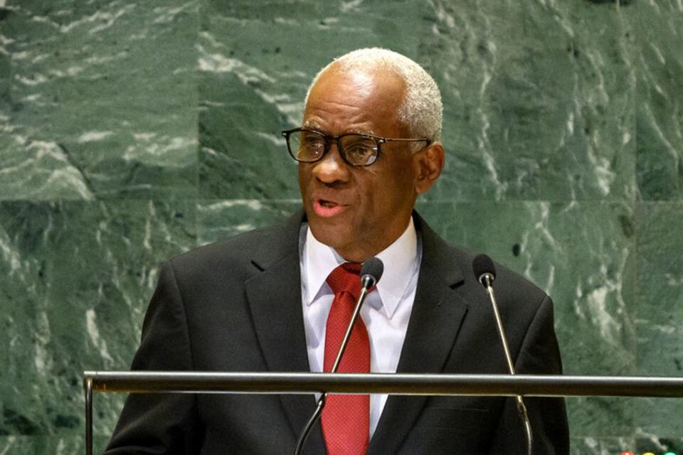 Edgar Leblanc Fils, Presidente del Consejo Presidencial de Transición de Haití, interviene en el debate general del 79° período de sesiones de la ONU. Imagen: ONU/Loey Felipe (Fuente: Imagen web)