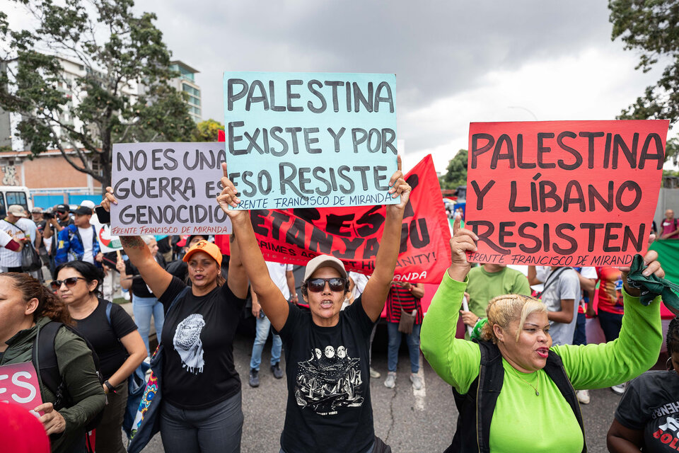 Manifestación proplestina en Caracas, Venezuela. (Fuente: EFE)