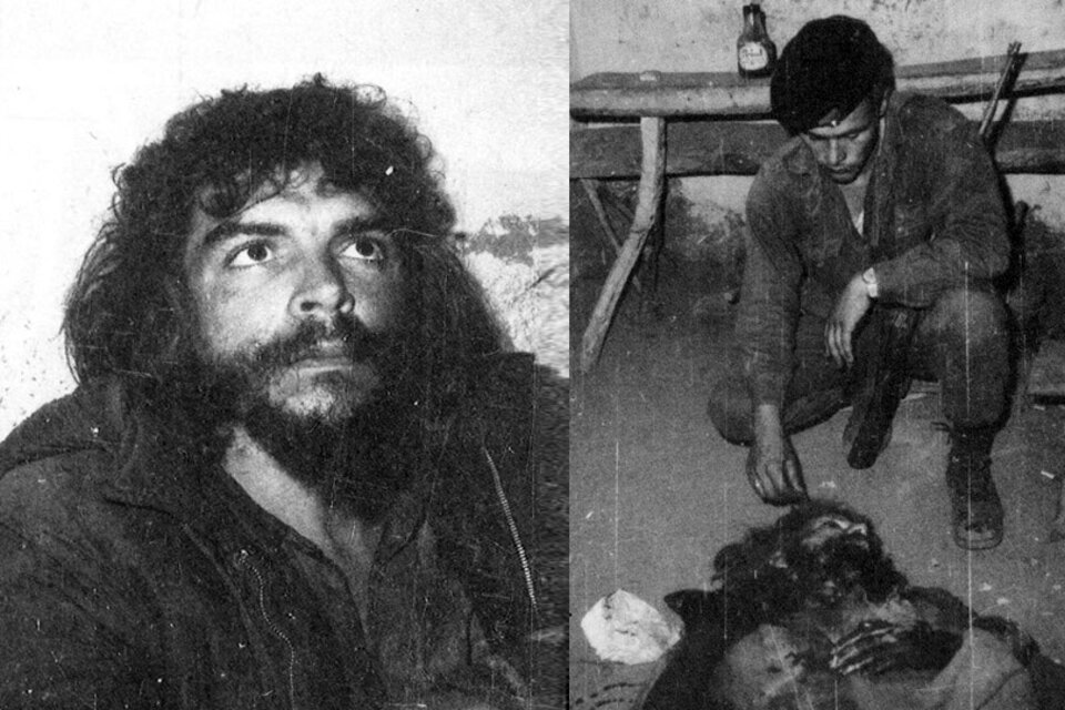 Imágenes en su momento incautadas por el falso "Capitán Ramos": el Che minutos antes de morir, el Che asesinado.