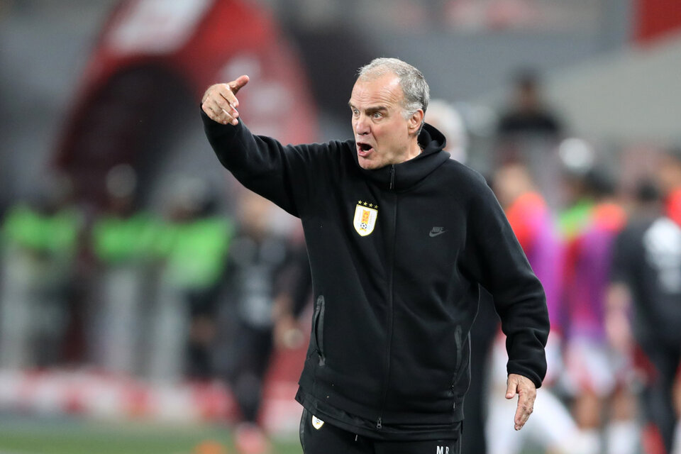 Bielsa durante el partido de Uruguay con Perú en Lima.   (Fuente: EFE)