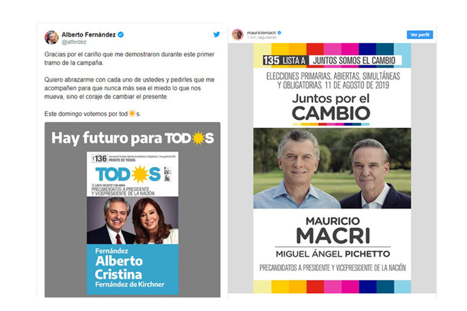 Los candidatos publicaron en las redes sociales antes e la veda.