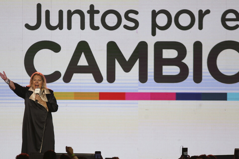Elisa Carrió en el búnker oficialista, vaticinando un triunfo en octubre. (Fuente: NA)